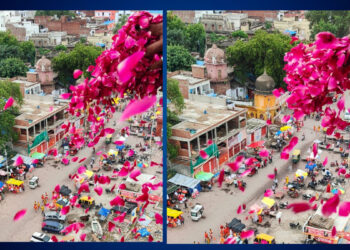 श्रद्धा और सम्मान का संगम: प्रयागराज में कांवड़ियों पर हुई पुष्पवर्षा