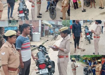 ढेमा कस्बे मे एंटी रोमियो टीम और पुलिस ने चलाया चेकिंग अभियान